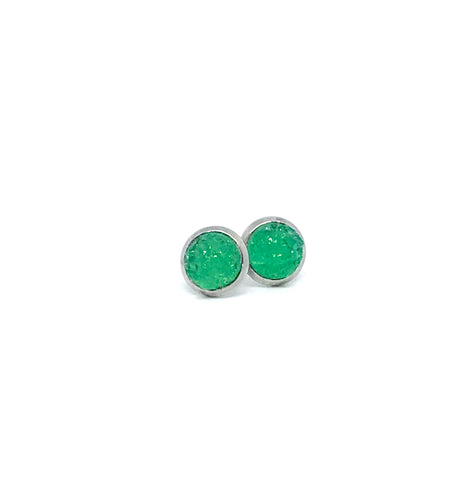 8mm Jade Green Druzy Studs