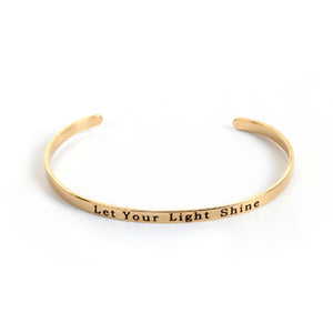 "Let Your Light Shine" Cuff Bracelet (Gold Stainless Steel)